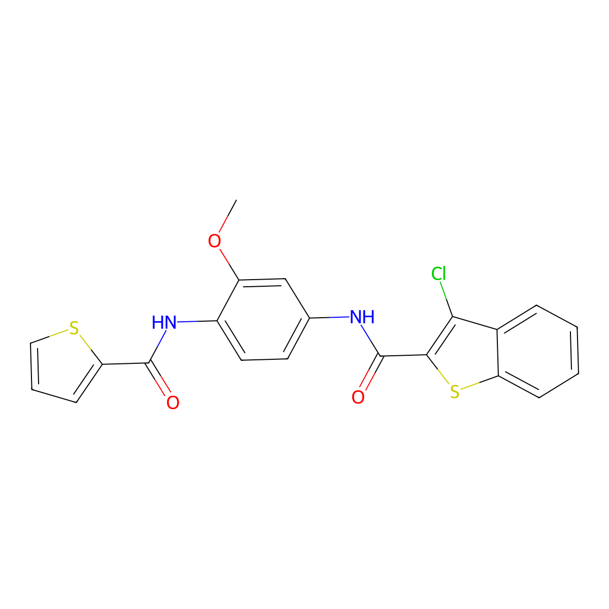 3-chloro-N-[3-methoxy-4-(thiophene-2-carbonylamino)phenyl]-1-benzothiophene-2-carboxamide molecular structure, CAS 831249-14-0