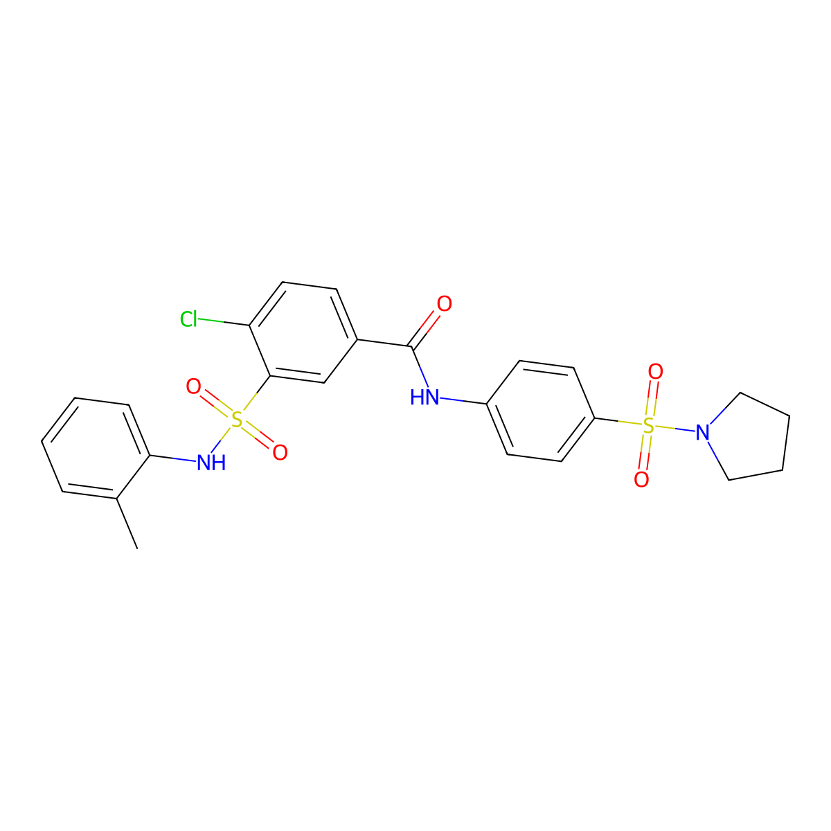 4-chloro-3-[(2-methylphenyl)sulfamoyl]-N-[4-(pyrrolidin-1-ylsulfonyl)phenyl]benzamide molecular structure, CAS 831249-15-1