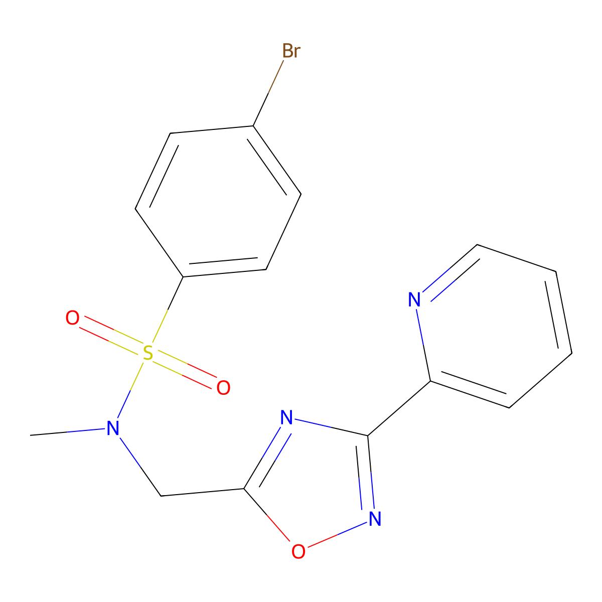 4-bromo-N-methyl-N-[(3-pyridin-2-yl-1,2,4-oxadiazol-5-yl)methyl]benzenesulfonamide molecular structure, CAS 831249-28-6
