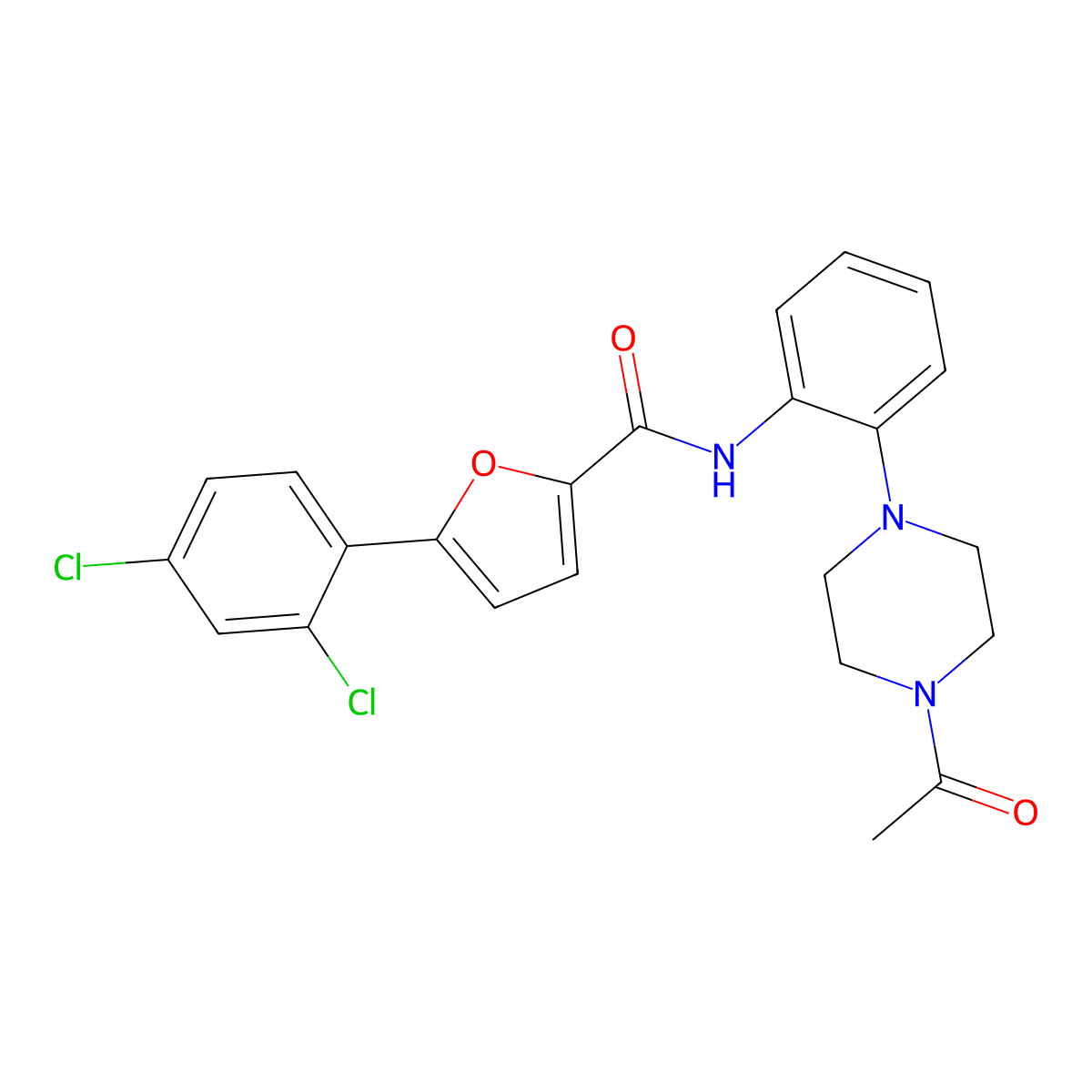 N-[2-(4-acetylpiperazin-1-yl)phenyl]-5-(2,4-dichlorophenyl)furan-2-carboxamide molecular structure, CAS 831249-29-7