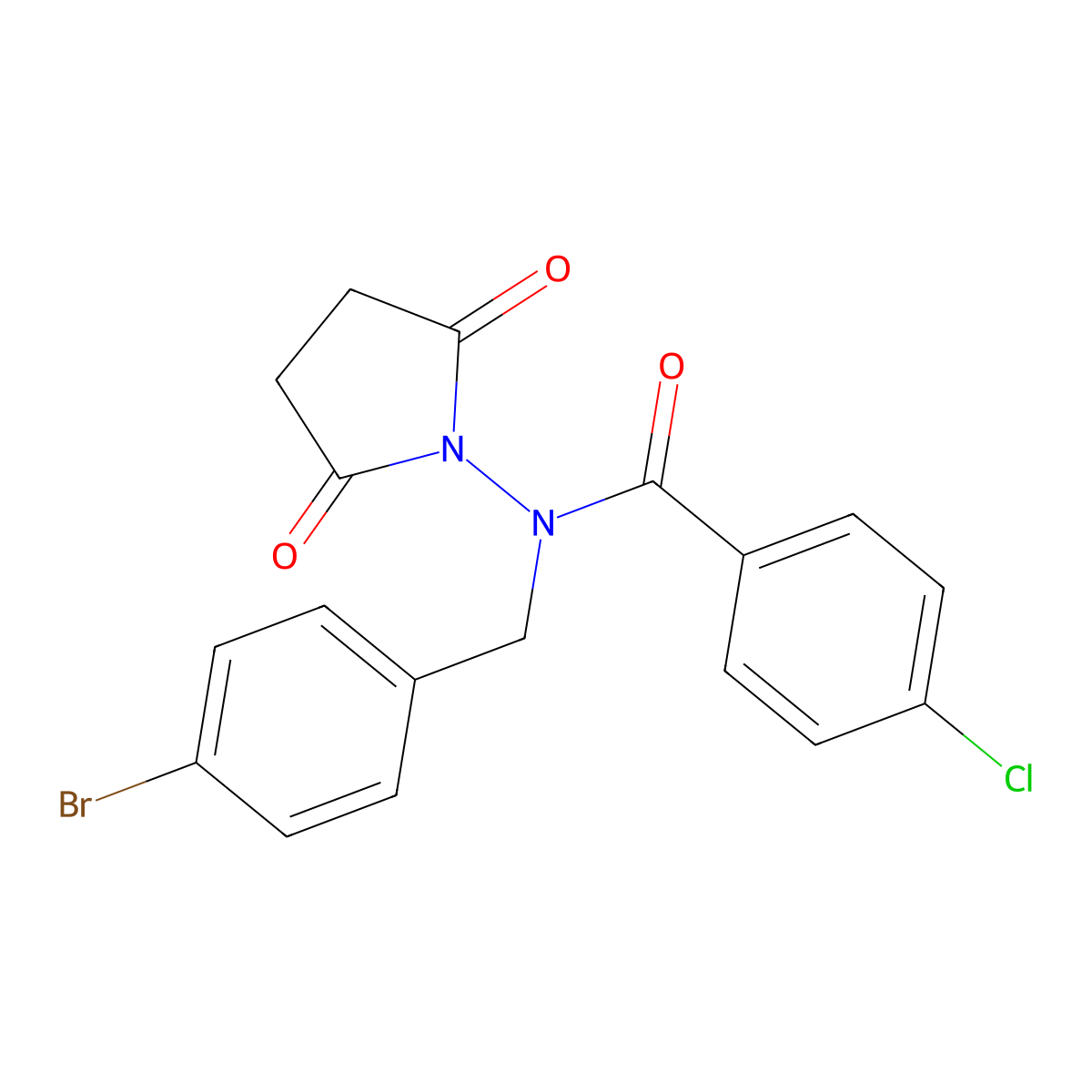 N-[(4-bromophenyl)methyl]-4-chloro-N-(2,5-dioxopyrrolidin-1-yl)benzamide molecular structure, CAS 831249-40-2