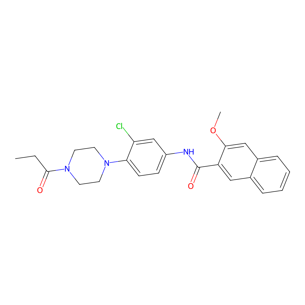 N-[3-chloro-4-(4-propanoylpiperazin-1-yl)phenyl]-3-methoxynaphthalene-2-carboxamide molecular structure, CAS 831249-56-0