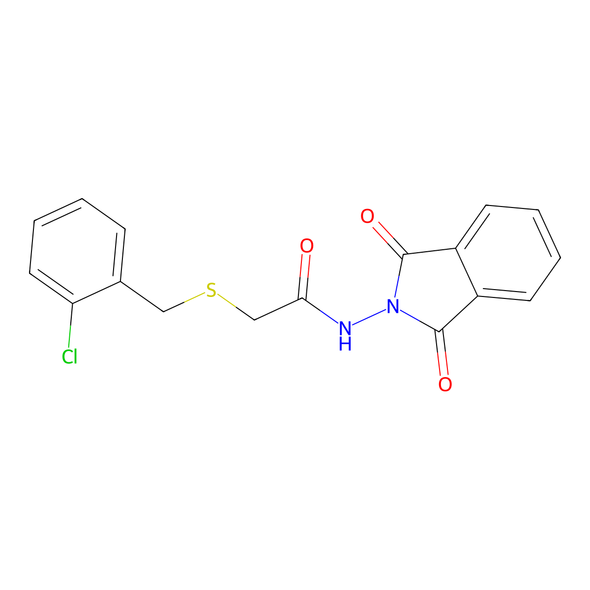 2-[(2-chlorophenyl)methylsulfanyl]-N-(1,3-dioxoisoindol-2-yl)acetamide molecular structure, CAS 831249-81-1
