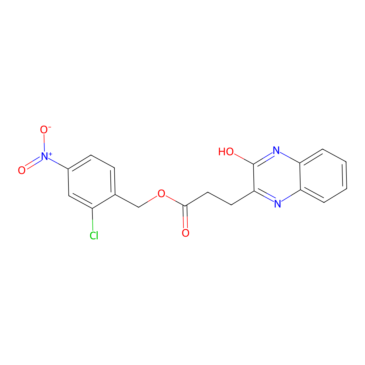 (2-chloro-4-nitrophenyl)methyl 3-(3-oxo-4H-quinoxalin-2-yl)propanoate molecular structure, CAS 831249-87-7