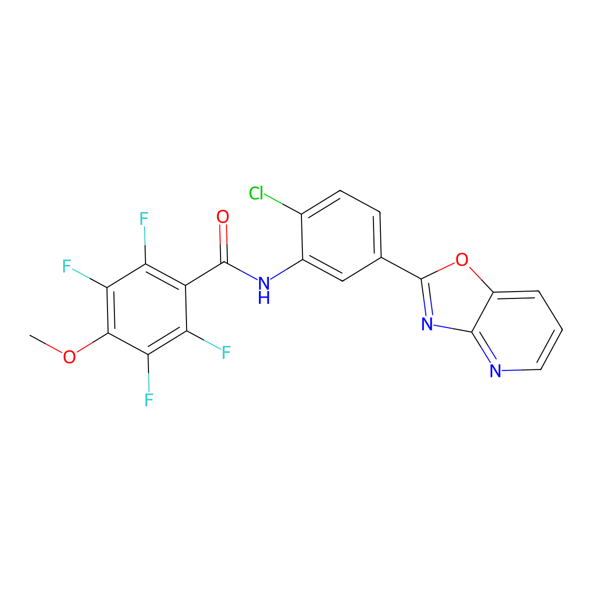 N-[2-chloro-5-([1,3]oxazolo[4,5-b]pyridin-2-yl)phenyl]-2,3,5,6-tetrafluoro-4-methoxybenzamide molecular structure, CAS 831249-95-7