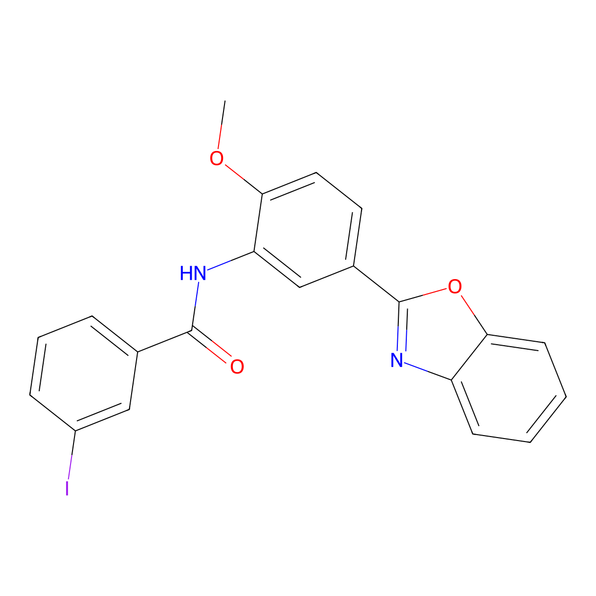 N-[5-(1,3-benzoxazol-2-yl)-2-methoxyphenyl]-3-iodobenzamide molecular structure, CAS 831250-08-9