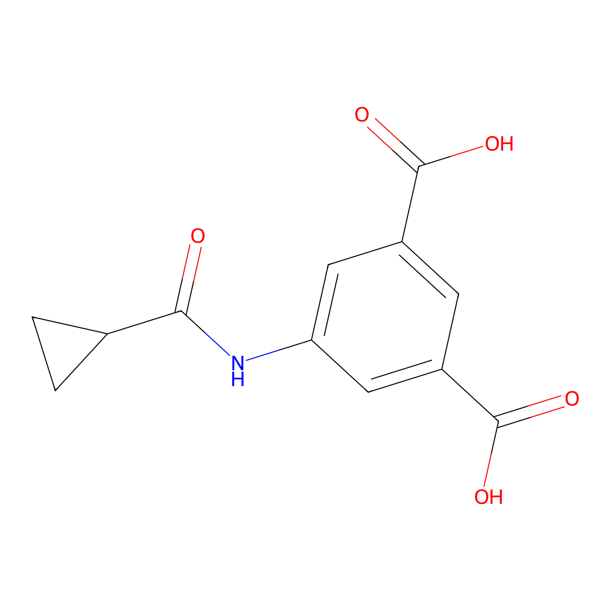 5-[(Cyclopropylcarbonyl)amino]benzene-1,3-dicarboxylic acid molecular structure, CAS 831250-19-2