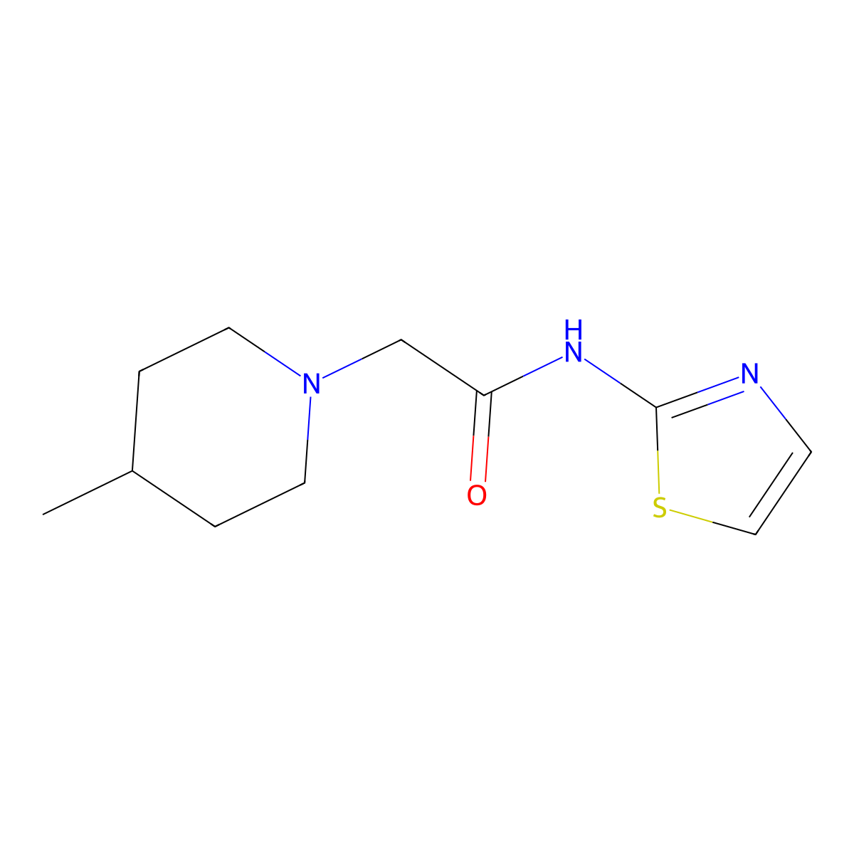 2-(4-methylpiperidin-1-yl)-N-(1,3-thiazol-2-yl)acetamide molecular structure, CAS 831250-25-0
