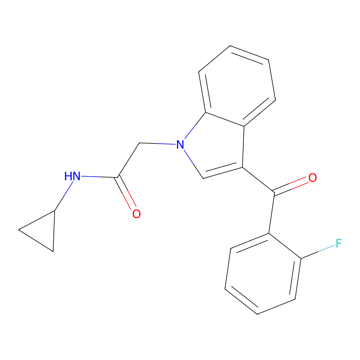 N-cyclopropyl-2-[3-(2-fluorobenzoyl)indol-1-yl]acetamide molecular structure, CAS 831250-48-7