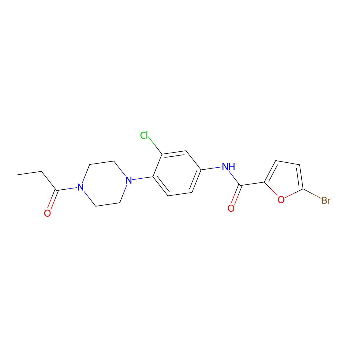 5-bromo-N-[3-chloro-4-(4-propanoylpiperazin-1-yl)phenyl]furan-2-carboxamide molecular structure, CAS 831250-49-8