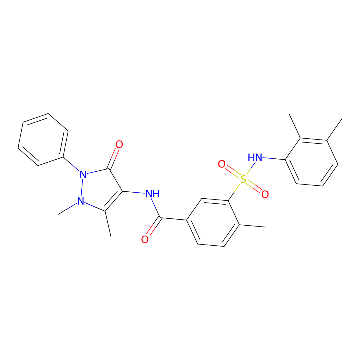N-(1,5-dimethyl-3-oxo-2-phenylpyrazol-4-yl)-3-[(2,3-dimethylphenyl)sulfamoyl]-4-methylbenzamide molecular structure, CAS 831250-52-3