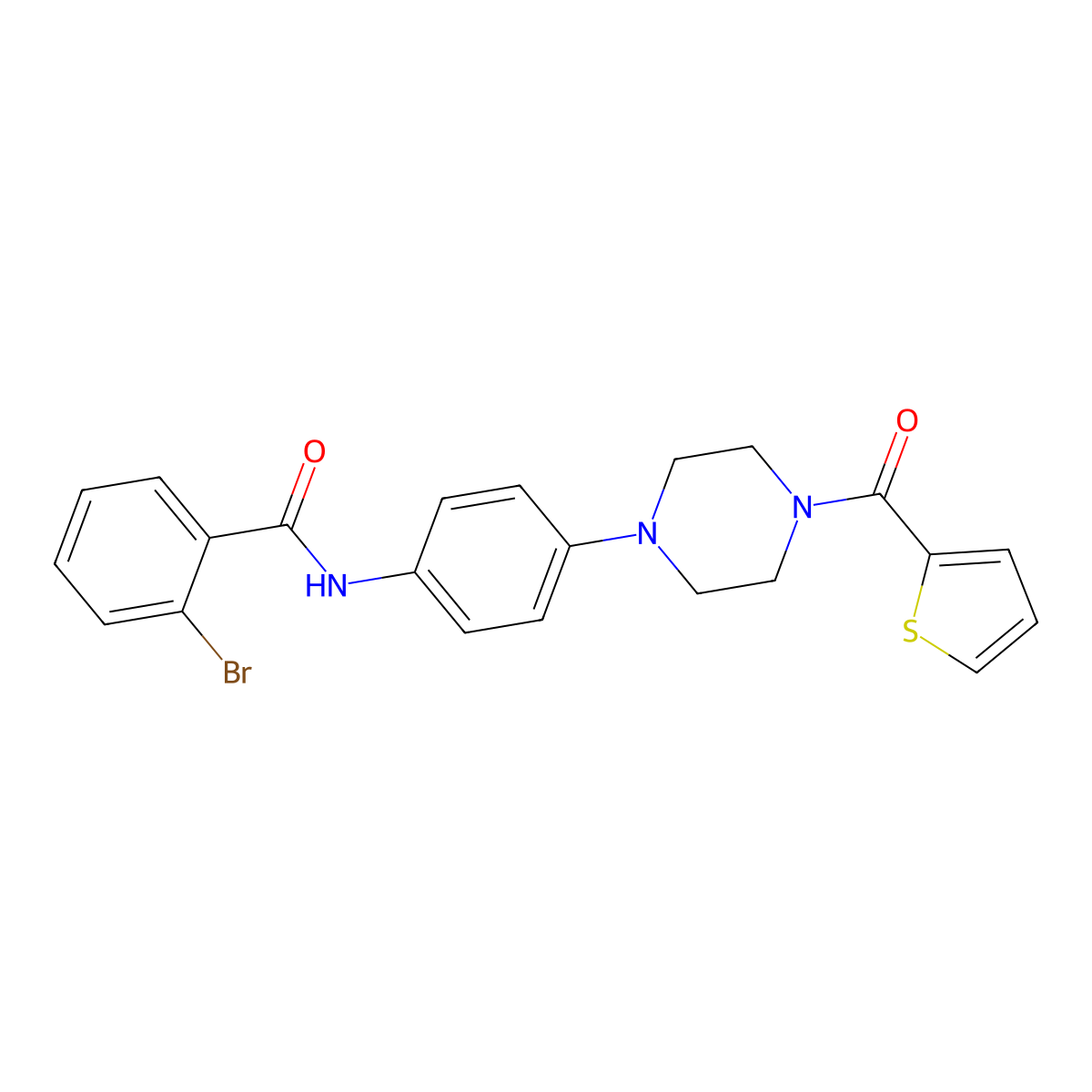 2-bromo-N-[4-[4-(thiophene-2-carbonyl)piperazin-1-yl]phenyl]benzamide molecular structure, CAS 831250-69-2