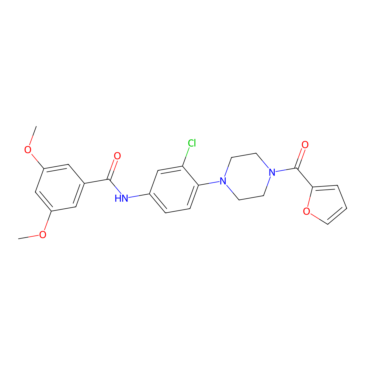 N-[3-chloro-4-[4-(furan-2-carbonyl)piperazin-1-yl]phenyl]-3,5-dimethoxybenzamide molecular structure, CAS 831250-71-6