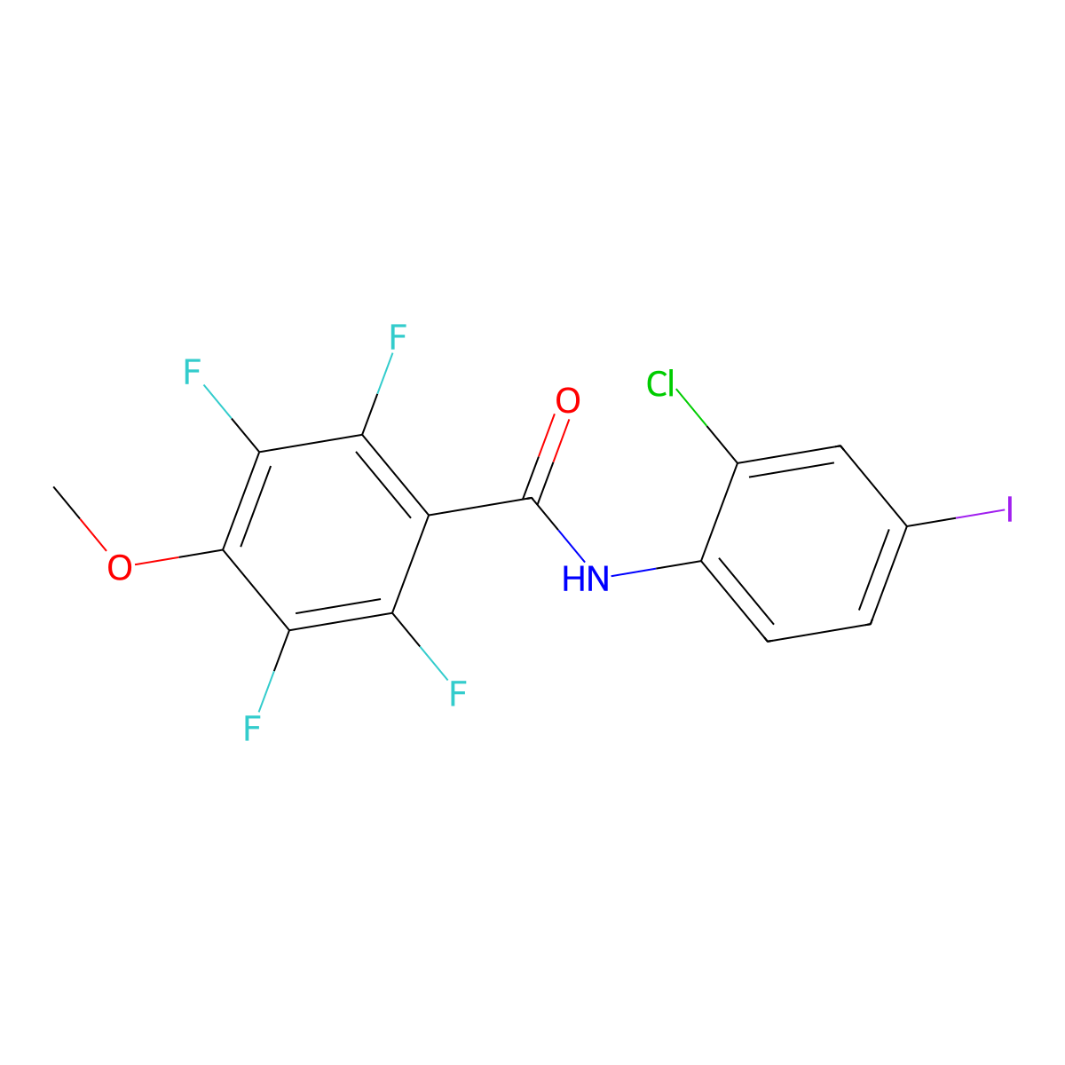 N-(2-chloro-4-iodophenyl)-2,3,5,6-tetrafluoro-4-methoxybenzamide molecular structure, CAS 831250-92-1