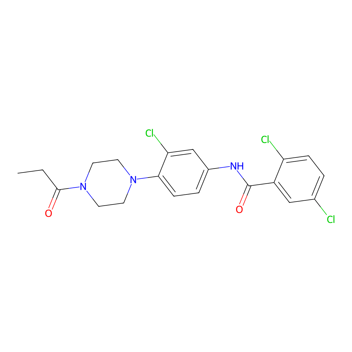2,5-dichloro-N-[3-chloro-4-(4-propanoylpiperazin-1-yl)phenyl]benzamide molecular structure, CAS 831251-03-7