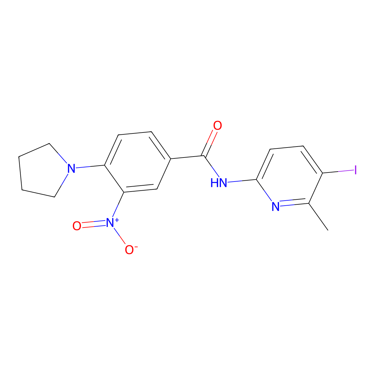 N-(5-iodo-6-methylpyridin-2-yl)-3-nitro-4-pyrrolidin-1-ylbenzamide molecular structure, CAS 831251-31-1