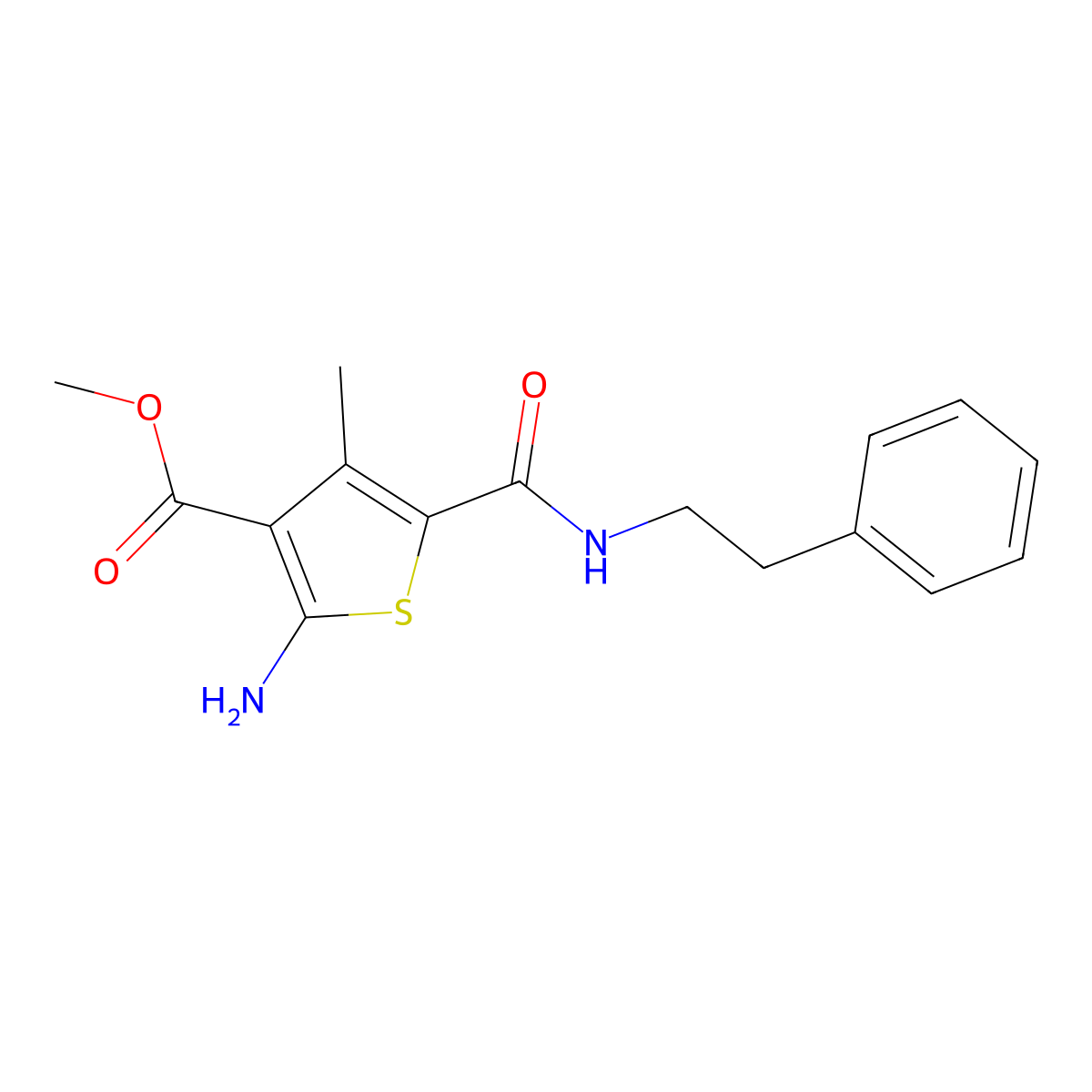Methyl 2-amino-4-methyl-5-(phenethylcarbamoyl)thiophene-3-carboxylate molecular structure, CAS 831251-44-6