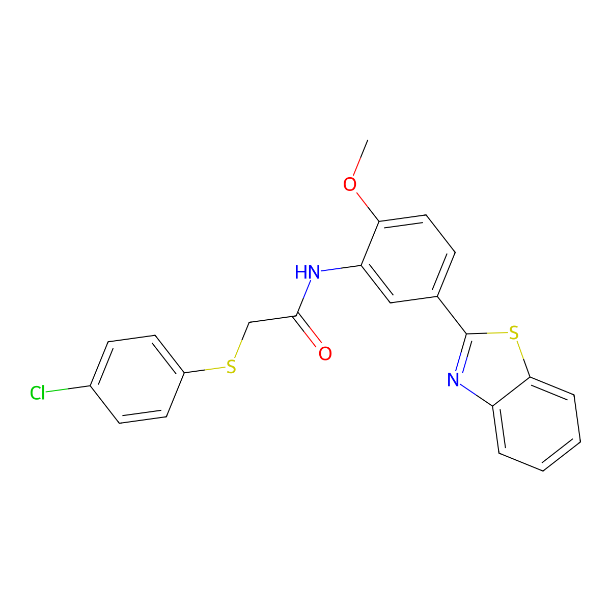 N-[5-(1,3-benzothiazol-2-yl)-2-methoxyphenyl]-2-[(4-chlorophenyl)sulfanyl]acetamide molecular structure, CAS 831251-45-7