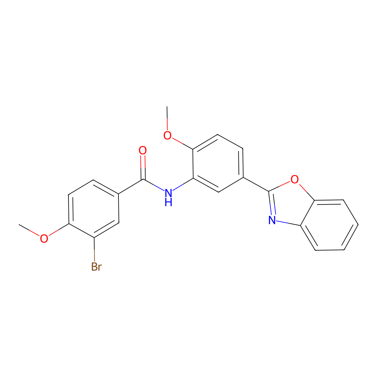 N-[5-(1,3-benzoxazol-2-yl)-2-methoxyphenyl]-3-bromo-4-methoxybenzamide molecular structure, CAS 831251-46-8
