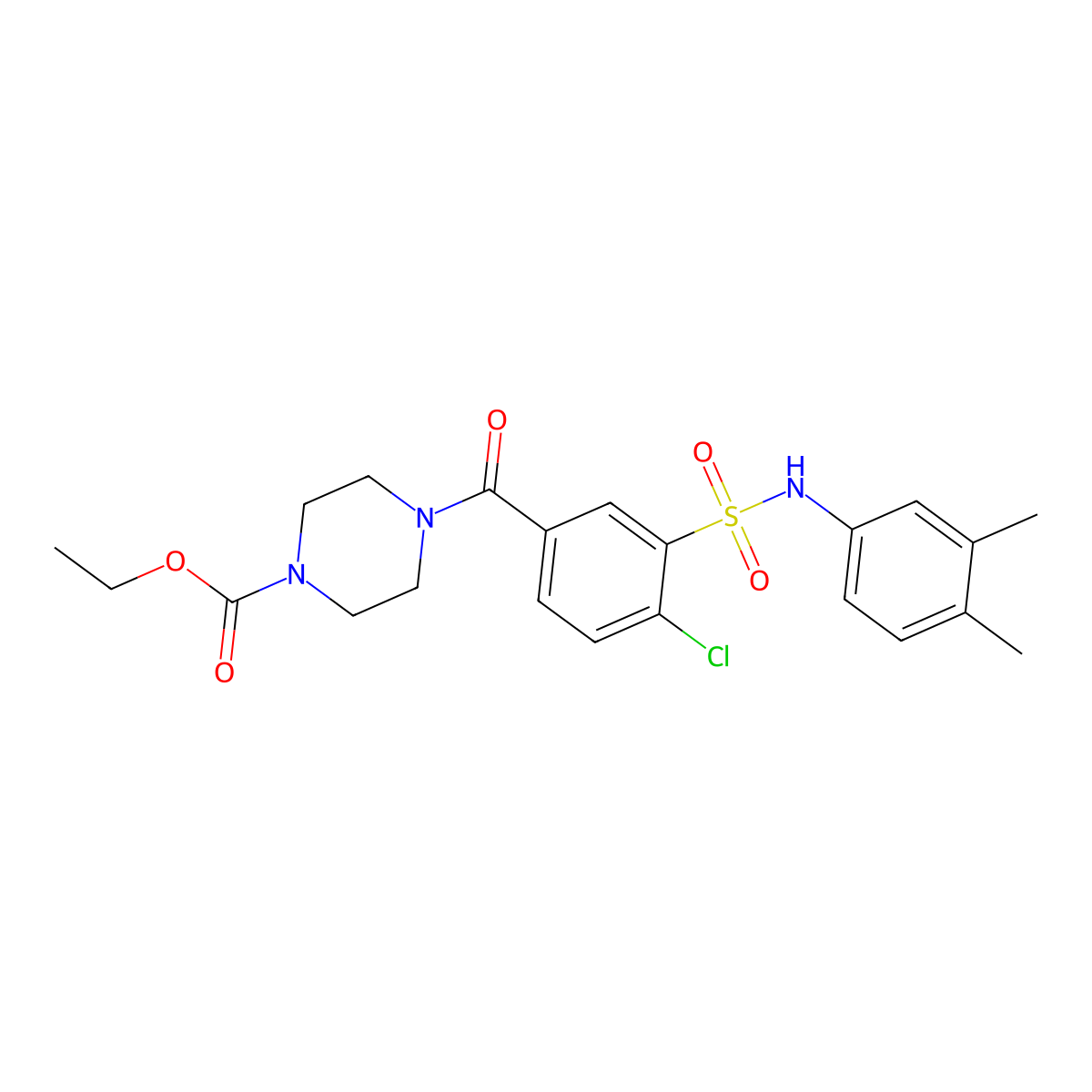 Ethyl 4-({4-chloro-3-[(3,4-dimethylphenyl)sulfamoyl]phenyl}carbonyl)piperazine-1-carboxylate molecular structure, CAS 831251-87-7