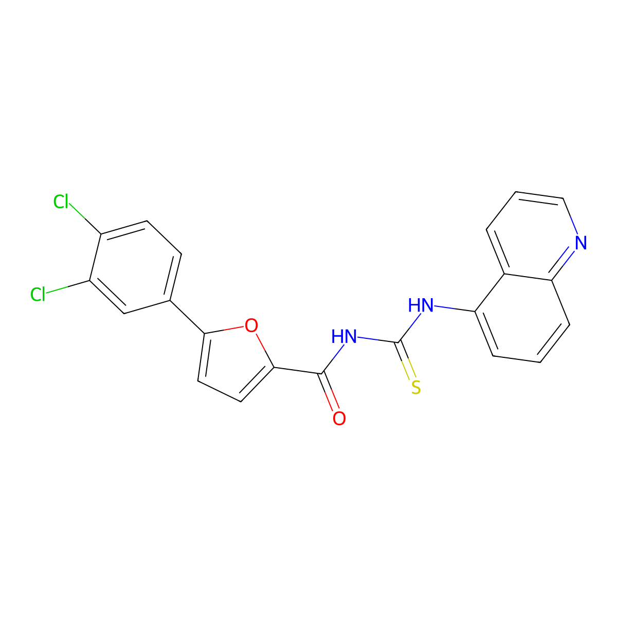 5-(3,4-dichlorophenyl)-N-(quinolin-5-ylcarbamothioyl)furan-2-carboxamide molecular structure, CAS 831251-93-5