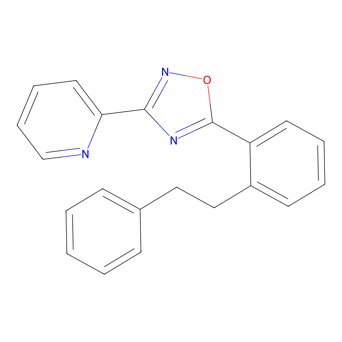 2-{5-[2-(2-Phenylethyl)phenyl]-1,2,4-oxadiazol-3-yl}pyridine molecular structure, CAS 831252-01-8