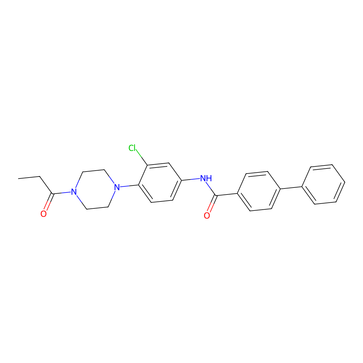 N-[3-chloro-4-(4-propanoylpiperazin-1-yl)phenyl]-4-phenylbenzamide molecular structure, CAS 831252-03-0
