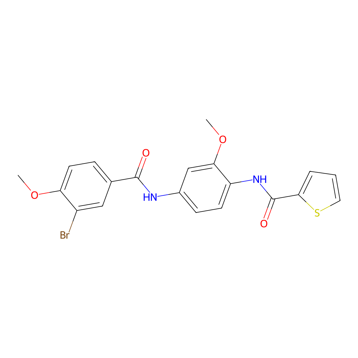 N-[4-[(3-bromo-4-methoxybenzoyl)amino]-2-methoxyphenyl]thiophene-2-carboxamide molecular structure, CAS 831252-17-6