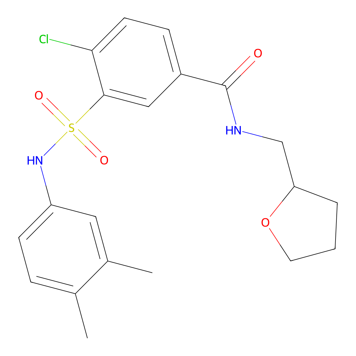 4-chloro-3-[(3,4-dimethylphenyl)sulfamoyl]-N-(oxolan-2-ylmethyl)benzamide molecular structure, CAS 831252-41-6