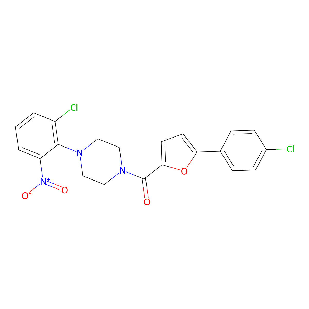 [4-(2-Chloro-6-nitrophenyl)piperazin-1-yl]-[5-(4-chlorophenyl)furan-2-yl]methanone molecular structure, CAS 831252-47-2