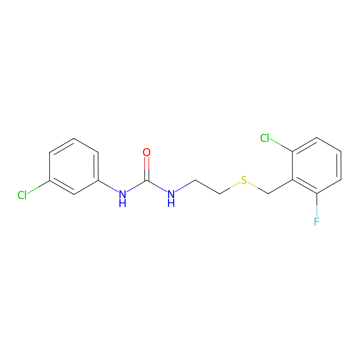 1-[2-[(2-Chloro-6-fluorophenyl)methylsulfanyl]ethyl]-3-(3-chlorophenyl)urea molecular structure, CAS 831252-67-6
