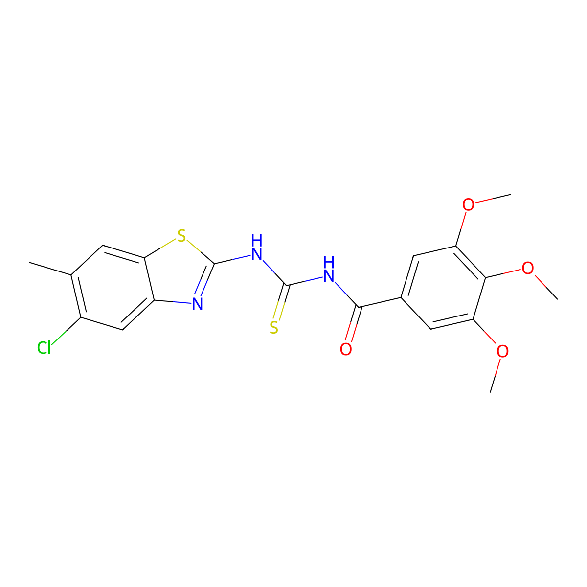 N-[(5-chloro-6-methyl-1,3-benzothiazol-2-yl)carbamothioyl]-3,4,5-trimethoxybenzamide molecular structure, CAS 831252-73-4