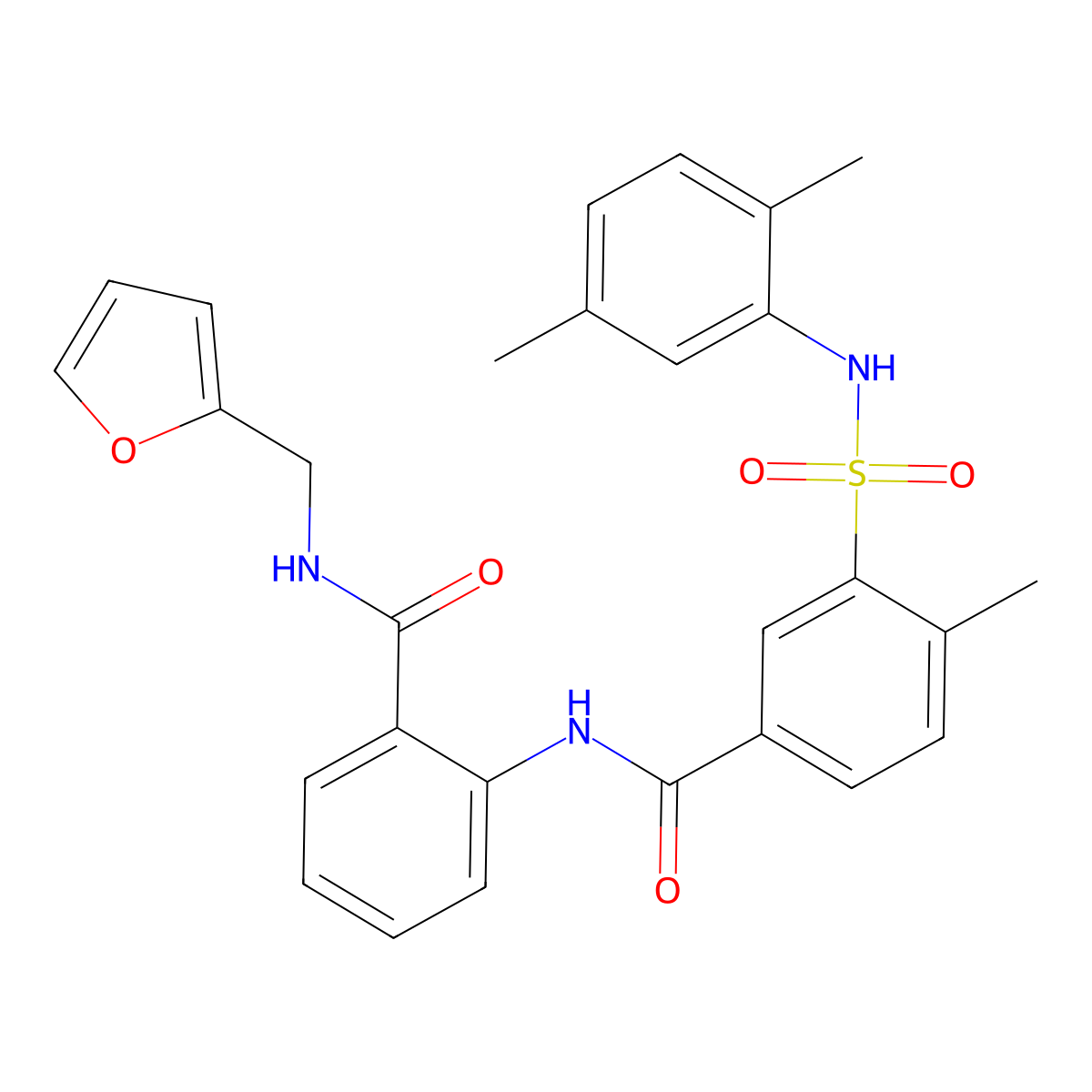 3-[(2,5-dimethylphenyl)sulfamoyl]-N-[2-(furan-2-ylmethylcarbamoyl)phenyl]-4-methylbenzamide molecular structure, CAS 831252-87-0