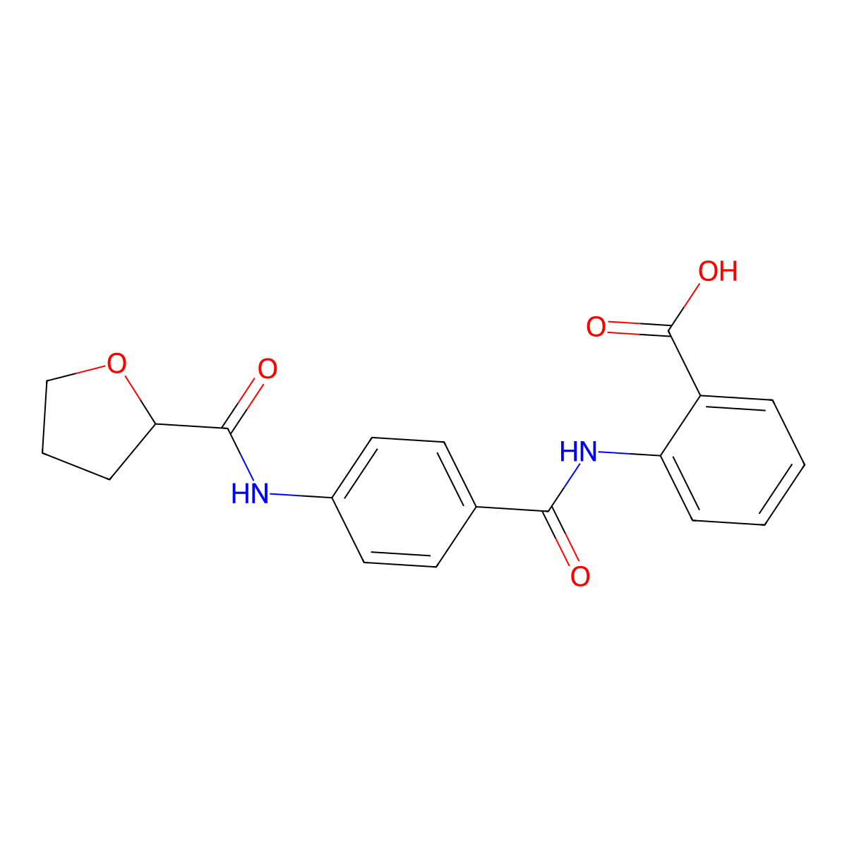 2-[({4-[(Tetrahydrofuran-2-ylcarbonyl)amino]phenyl}carbonyl)amino]benzoic acid molecular structure, CAS 831253-32-8