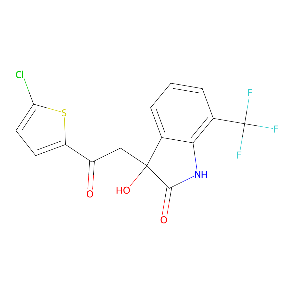 3-[2-(5-chlorothiophen-2-yl)-2-oxoethyl]-3-hydroxy-7-(trifluoromethyl)-1H-indol-2-one molecular structure, CAS 831253-35-1