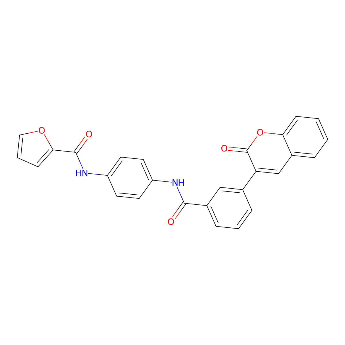N-[4-[[3-(2-oxochromen-3-yl)benzoyl]amino]phenyl]furan-2-carboxamide molecular structure, CAS 831253-42-0