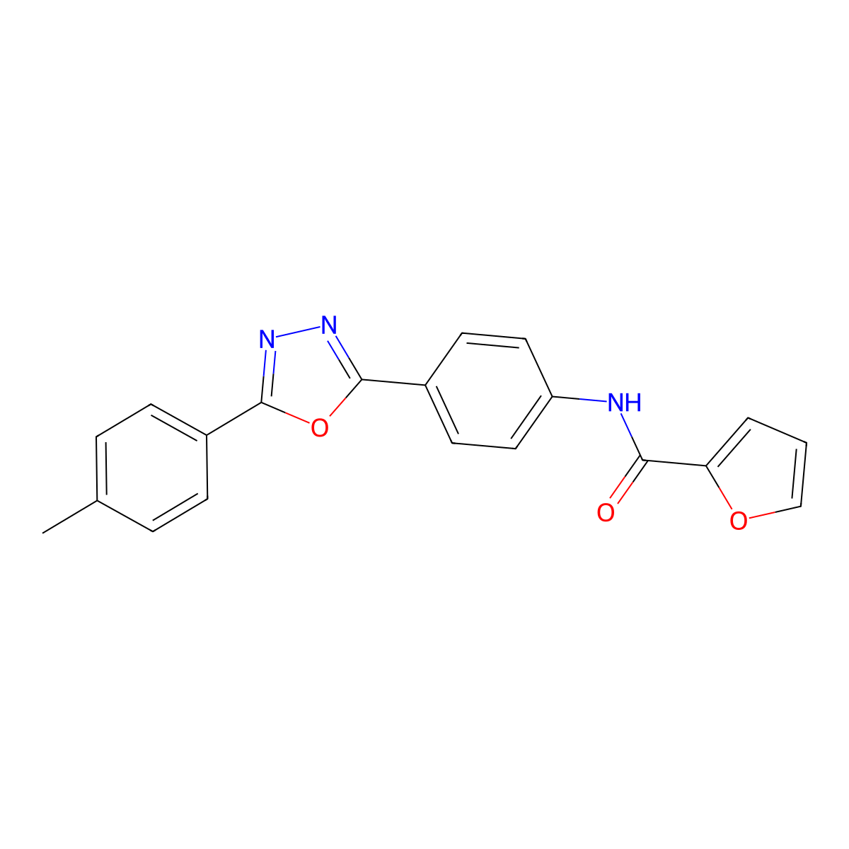 N-{4-[5-(4-methylphenyl)-1,3,4-oxadiazol-2-yl]phenyl}-2-furamide molecular structure, CAS 831253-44-2