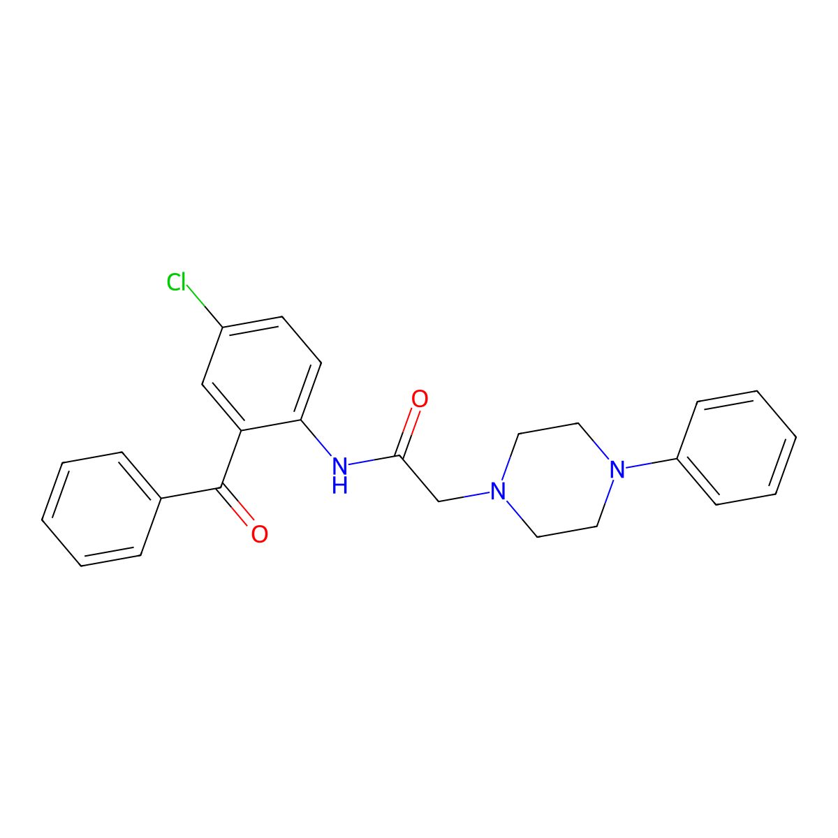 1-Piperazineacetamide, N-(2-benzoyl-4-chlorophenyl)-4-phenyl- molecular structure, CAS 83132-23-4