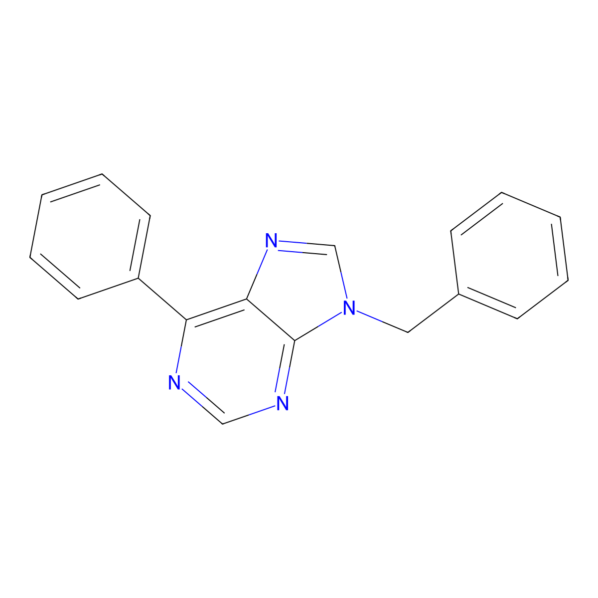 9H-Purine, 6-phenyl-9-(phenylmethyl)- molecular structure, CAS 83135-02-8