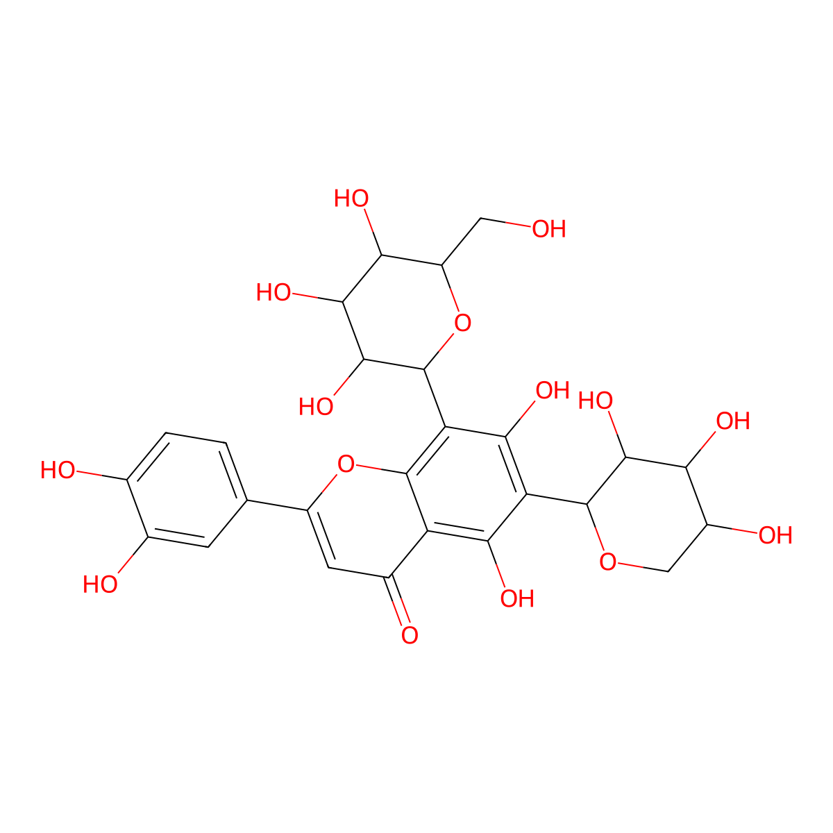 6-Arabinosyl-8-glucosylluteolin molecular structure, CAS 83151-90-0