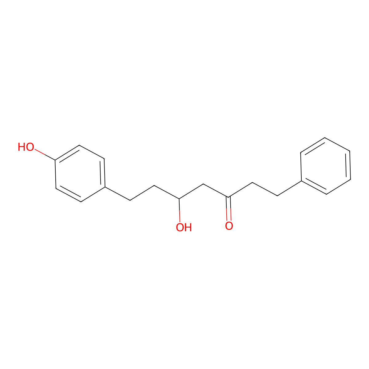 5-Hydroxy-7-(4-hydroxyphenyl)-1-phenyl-3-heptanone molecular structure, CAS 83161-96-0