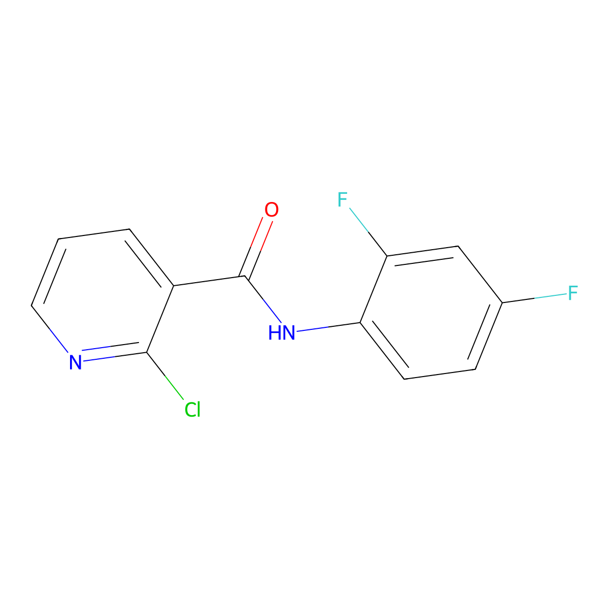 2-chloro-N-(2,4-difluorophenyl)nicotinamide molecular structure, CAS 83164-90-3