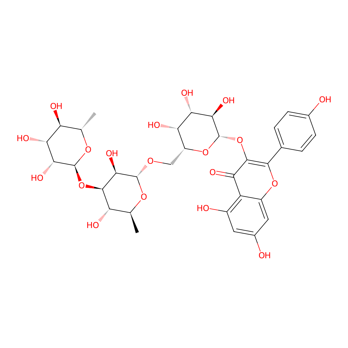 Kaempferol 3-O-rhamninoside molecular structure, CAS 83170-31-4