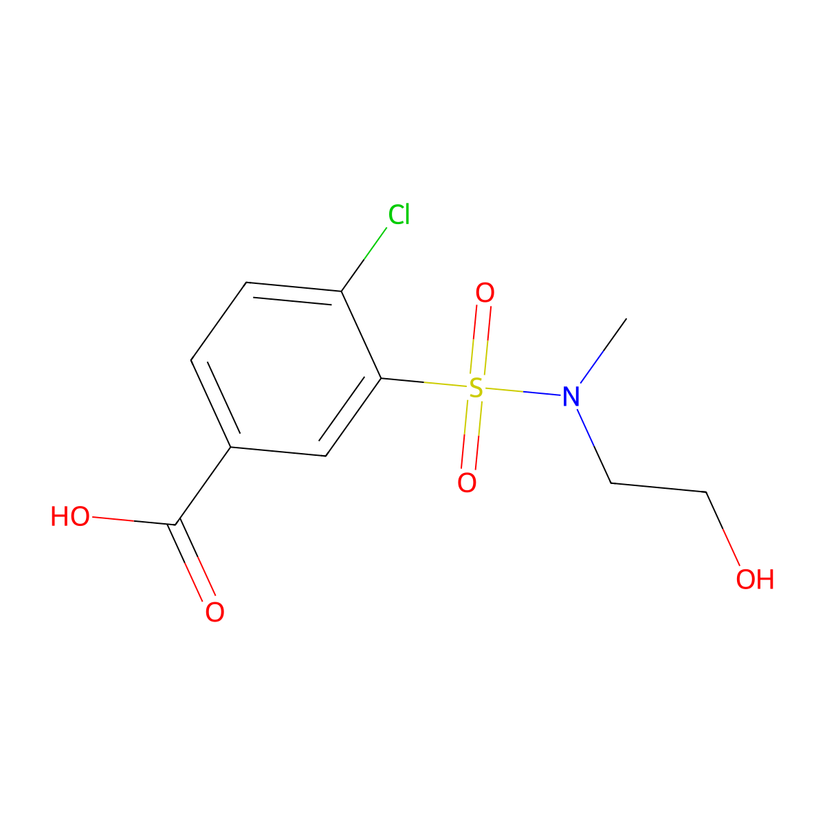 4-Chloro-3-[2-hydroxyethyl(methyl)sulfamoyl]benzoic acid molecular structure, CAS 83173-87-9