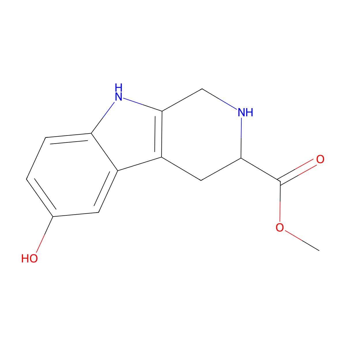 methyl 6-hydroxy-1H,2H,3H,4H,9H-pyrido[3,4-b]indole-3-carboxylate molecular structure, CAS 83177-18-8