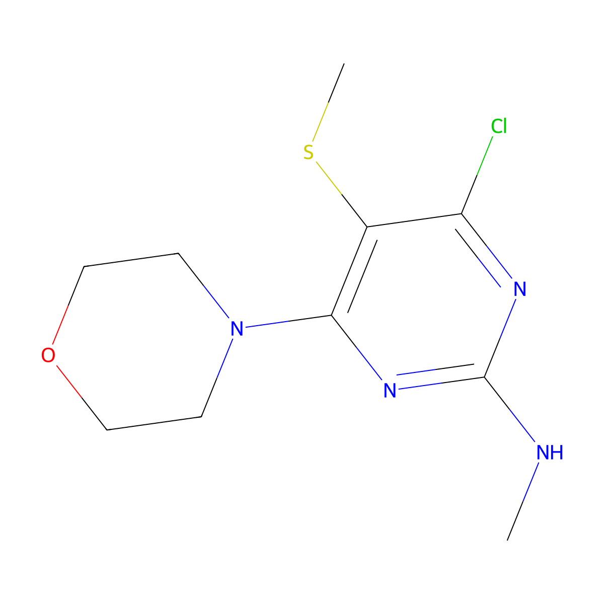 4-chloro-N-methyl-5-(methylsulfanyl)-6-morpholino-2-pyrimidinamine molecular structure, CAS 83199-51-3