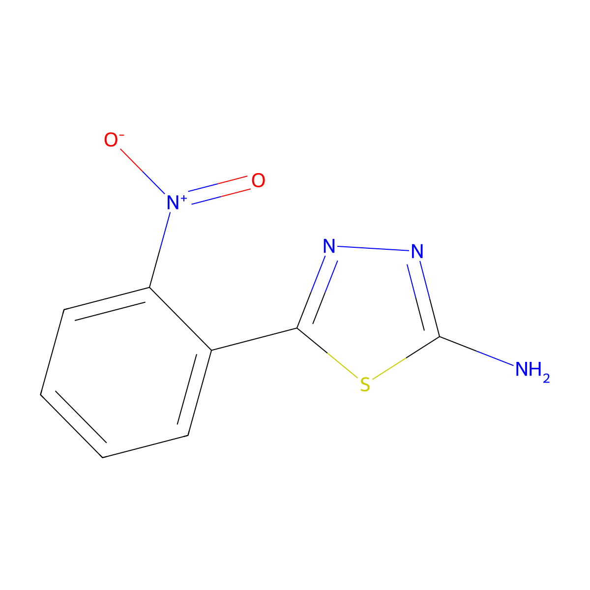 5-(2-Nitrophenyl)-1,3,4-thiadiazol-2-amine molecular structure, CAS 832-79-1