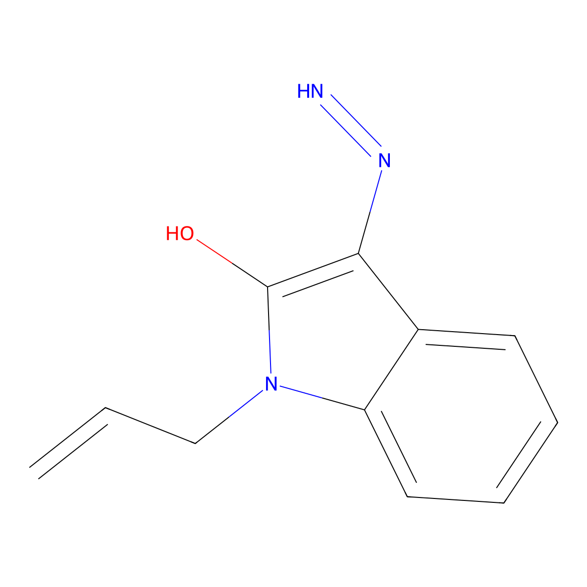3-hydrazinylidene-1-(prop-2-en-1-yl)-2,3-dihydro-1H-indol-2-one molecular structure, CAS 832-83-7