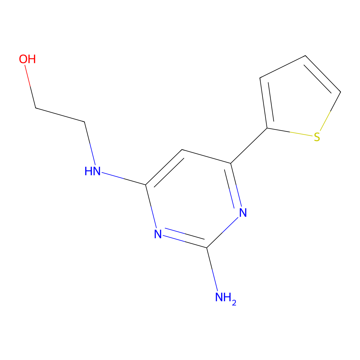 2-{[2-Amino-6-(2-thienyl)-4-pyrimidinyl]amino}ethanol molecular structure, CAS 832075-92-0