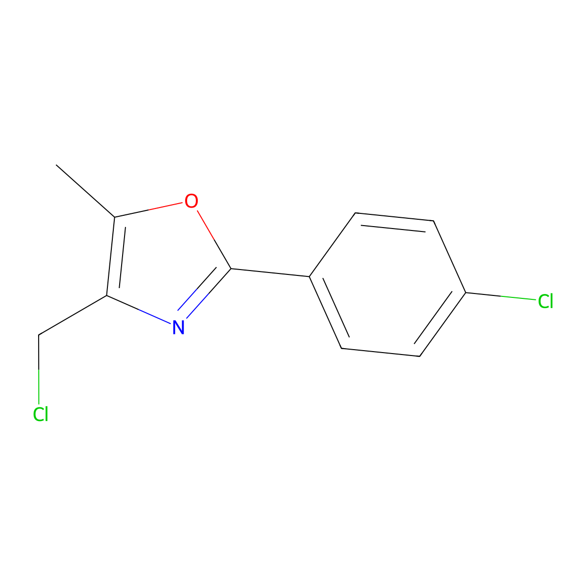 4-(Chloromethyl)-2-(4-chlorophenyl)-5-methyl-1,3-oxazole molecular structure, CAS 832076-92-3